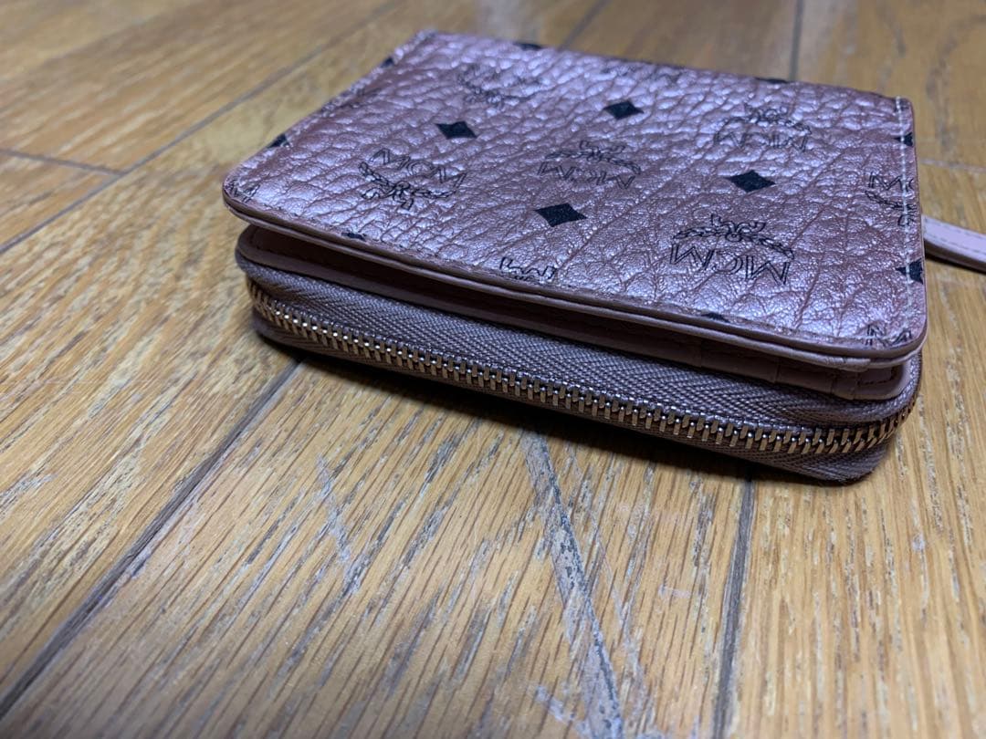 MCM パウダーピンク ピンク　二つ折り財布　アラウンドジップ