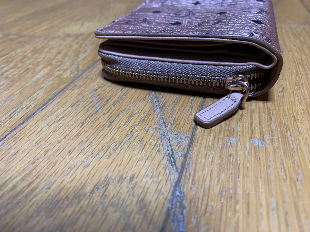 MCM パウダーピンク ピンク　二つ折り財布　アラウンドジップ