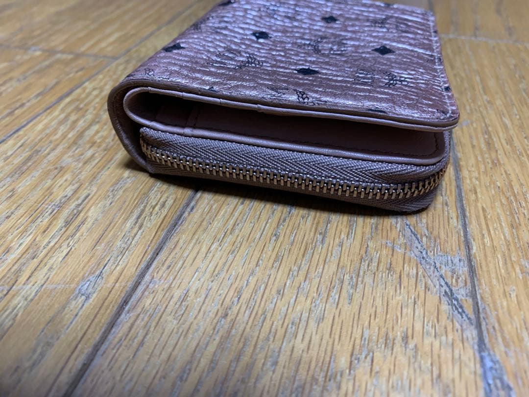 MCM パウダーピンク ピンク　二つ折り財布　アラウンドジップ