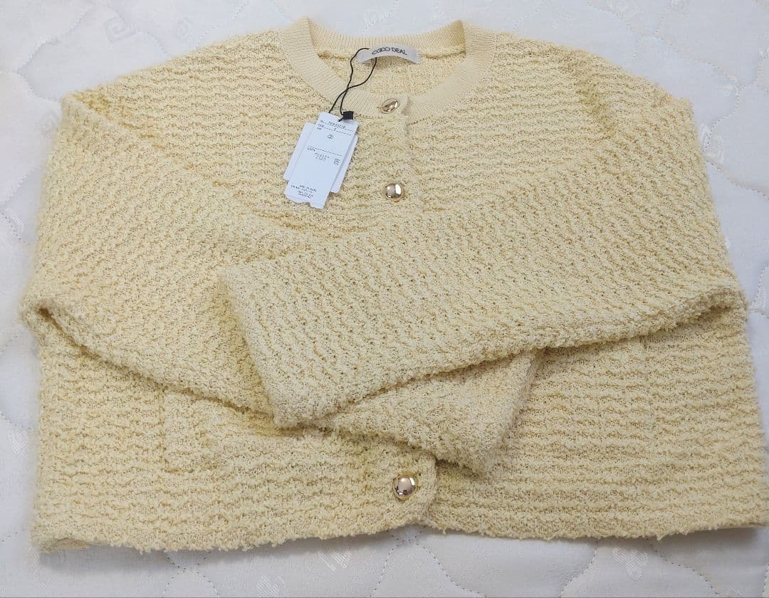実物写真あり 完売 ココディール ツイーディポケットニットカーディガン