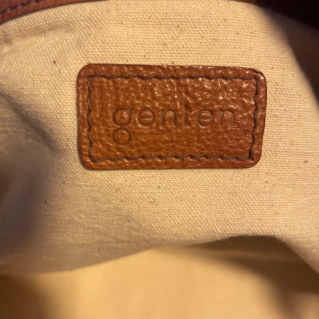 genten ブラウンレザー ボストンバッグ