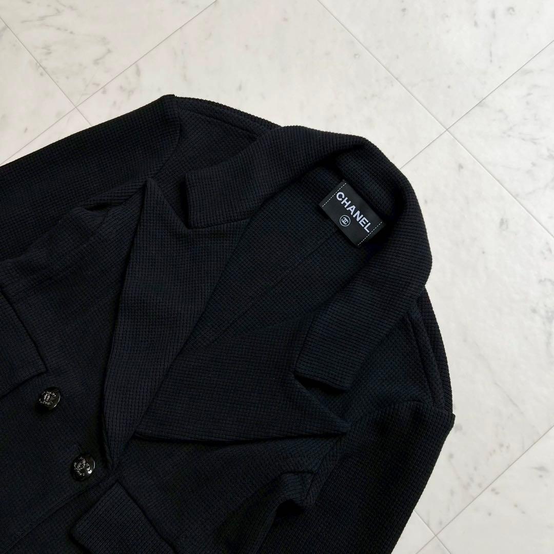 CHANEL 21C ラインストーンココマークボタン ワッフルダブルジャケット