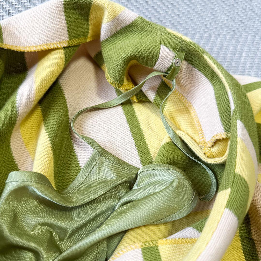 美品 シビラ Sybilla 七分袖 コットン100% ワンピース ストライプ