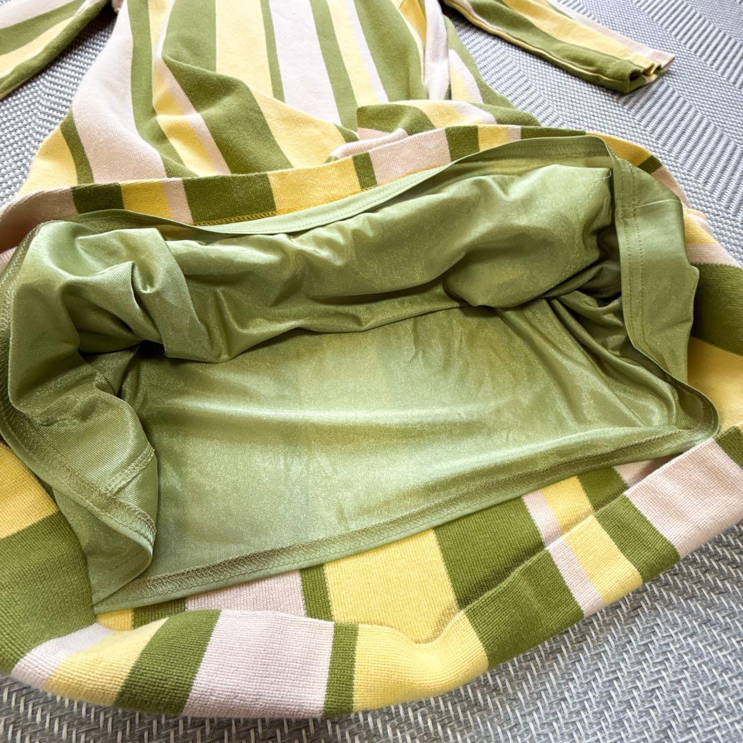 美品 シビラ Sybilla 七分袖 コットン100% ワンピース ストライプ