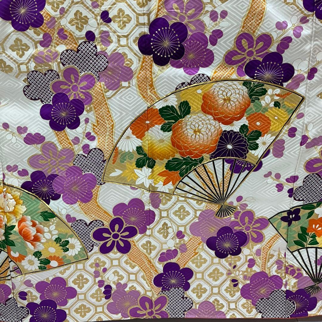 b761 正絹　振袖　金箔　金駒刺繍　トールサイズ　着物