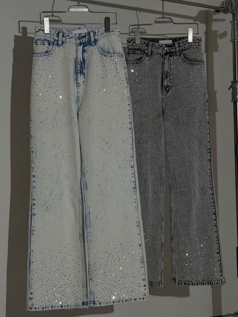 グラムリップス グラデストーン ストレート DENIM ホワイトブルー