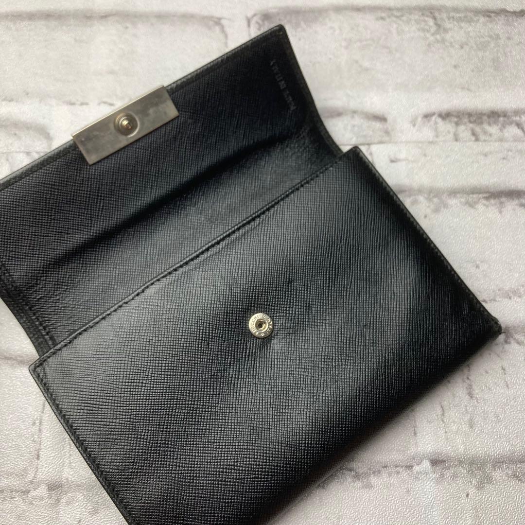 PRADA　プラダ☆財布　ブラック　サフィアーノ　シルバープレート　三つ折り財布