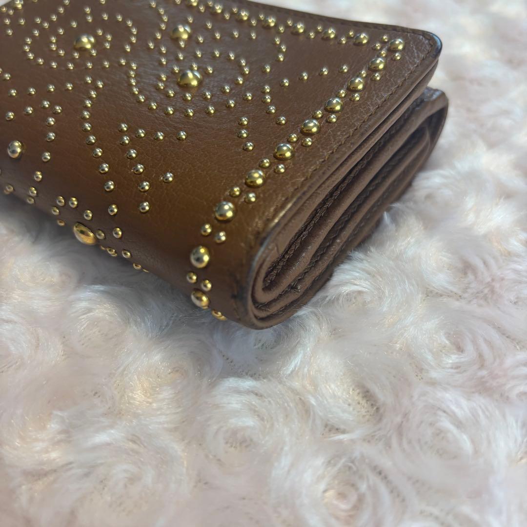miu miu ブラウンレザー 三つ折り財布