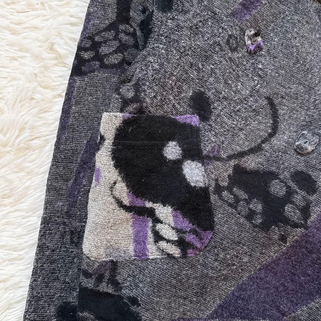 センソユニコ　慈雨　リバーシブル　2way カーディガン　変形　総柄　ウール　L