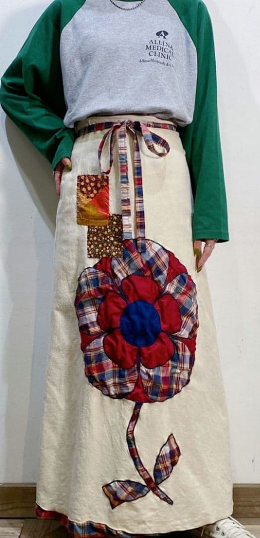 70s花パッチワークロングスカート