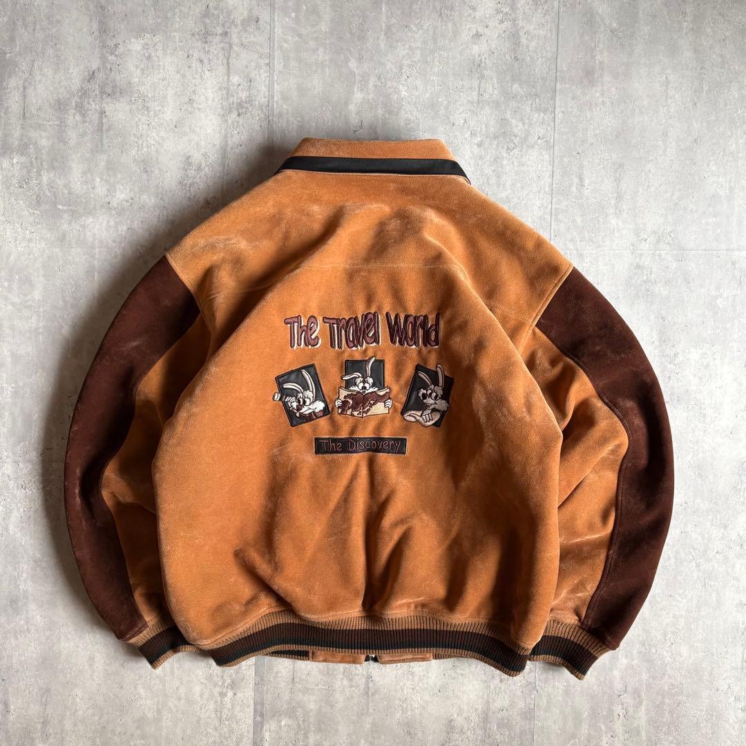 【90s vintage】ジップブルゾン　スイングトップ　ベロア　好配色　短丈