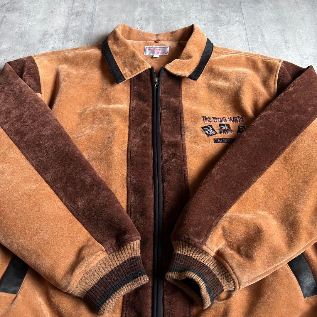 【90s vintage】ジップブルゾン　スイングトップ　ベロア　好配色　短丈