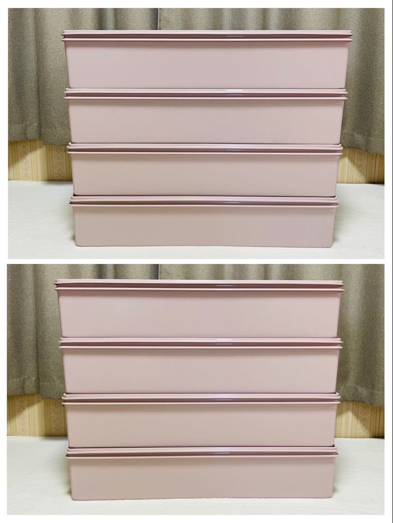 美品/4個セット/タッパーウェア/ロング/スーパーケース/ピンク/廃番品