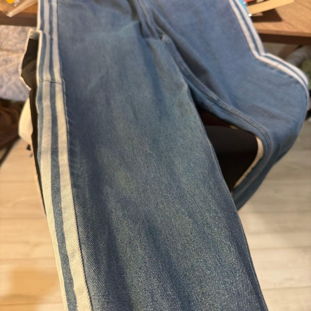 【廃盤】adidasデニムトラックパンツ アディカラーブルーL ジョガーパンツ