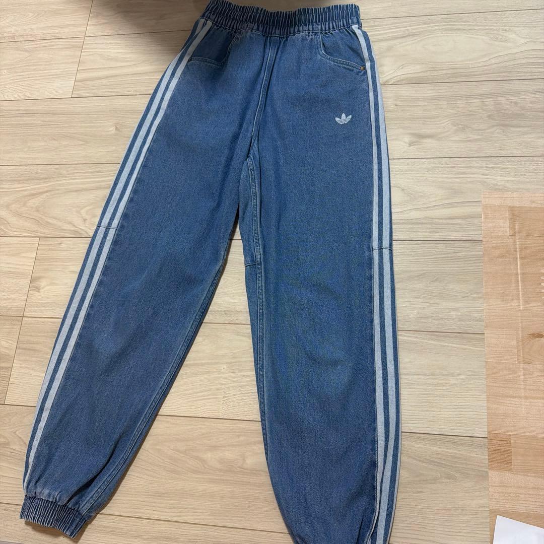 【廃盤】adidasデニムトラックパンツ アディカラーブルーL ジョガーパンツ