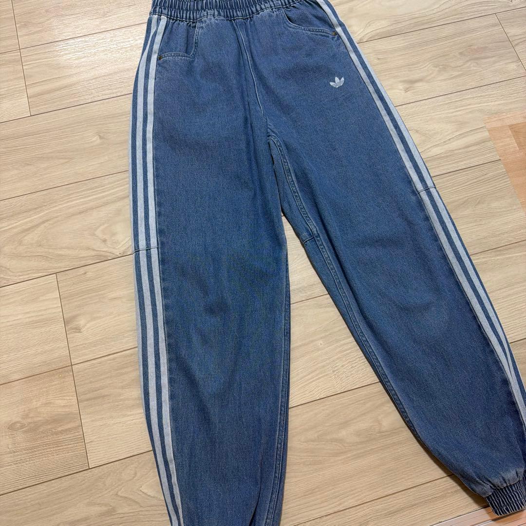 【廃盤】adidasデニムトラックパンツ アディカラーブルーL ジョガーパンツ