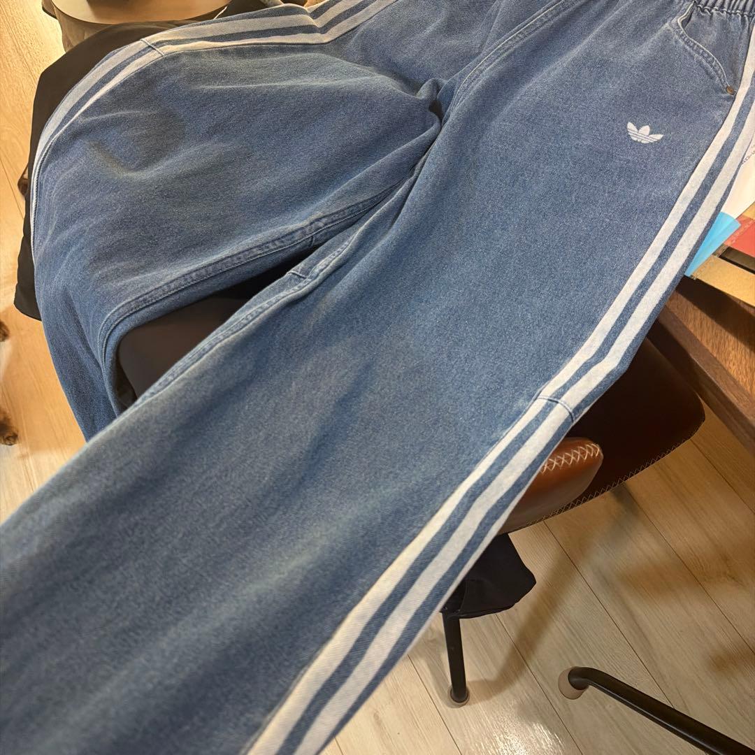【廃盤】adidasデニムトラックパンツ アディカラーブルーL ジョガーパンツ