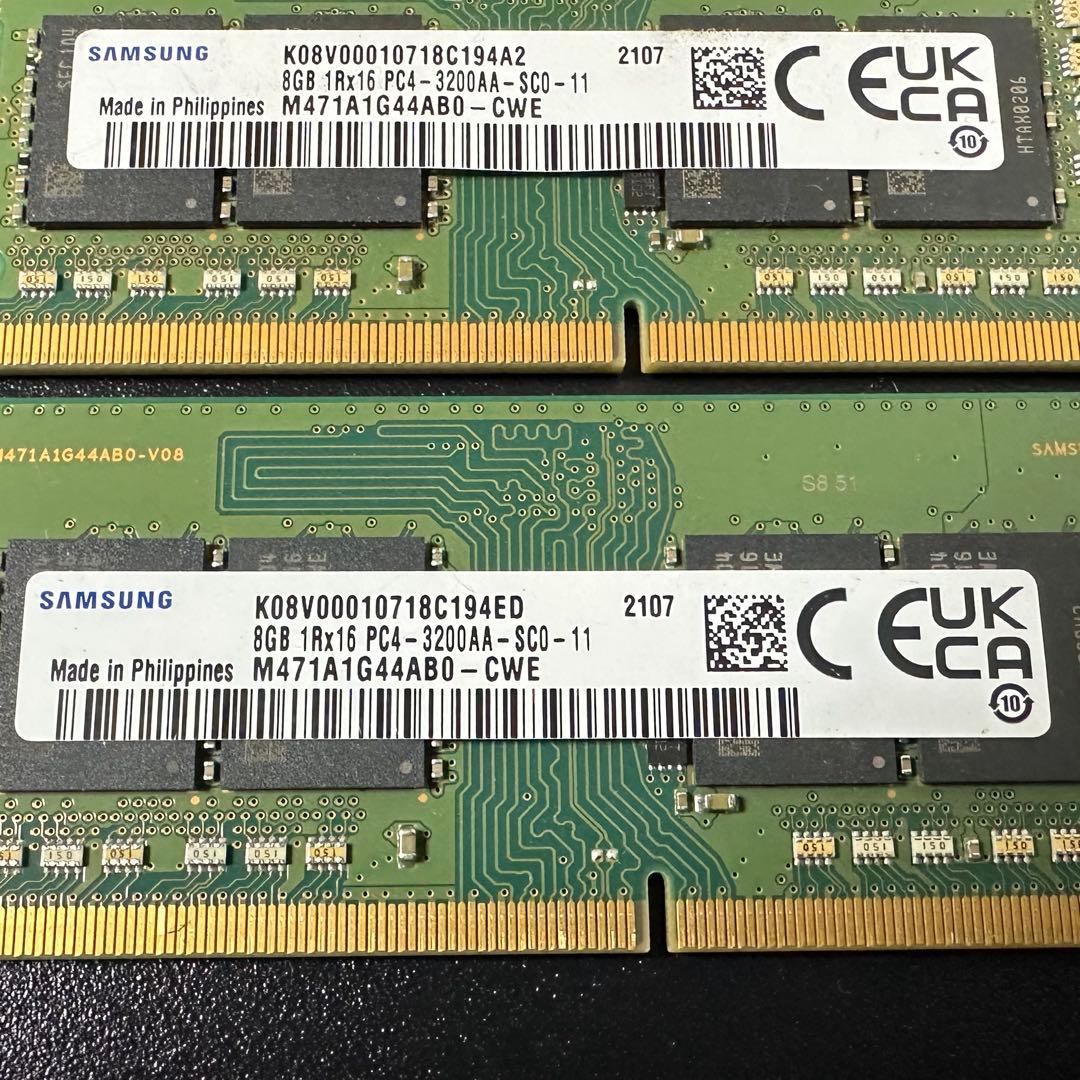 【動作保証】DDR4 3200 16GB(8GB×2枚) Samsung 195