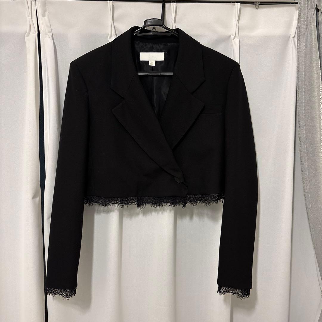 ZARA レーストリムクロップドブレザー　S