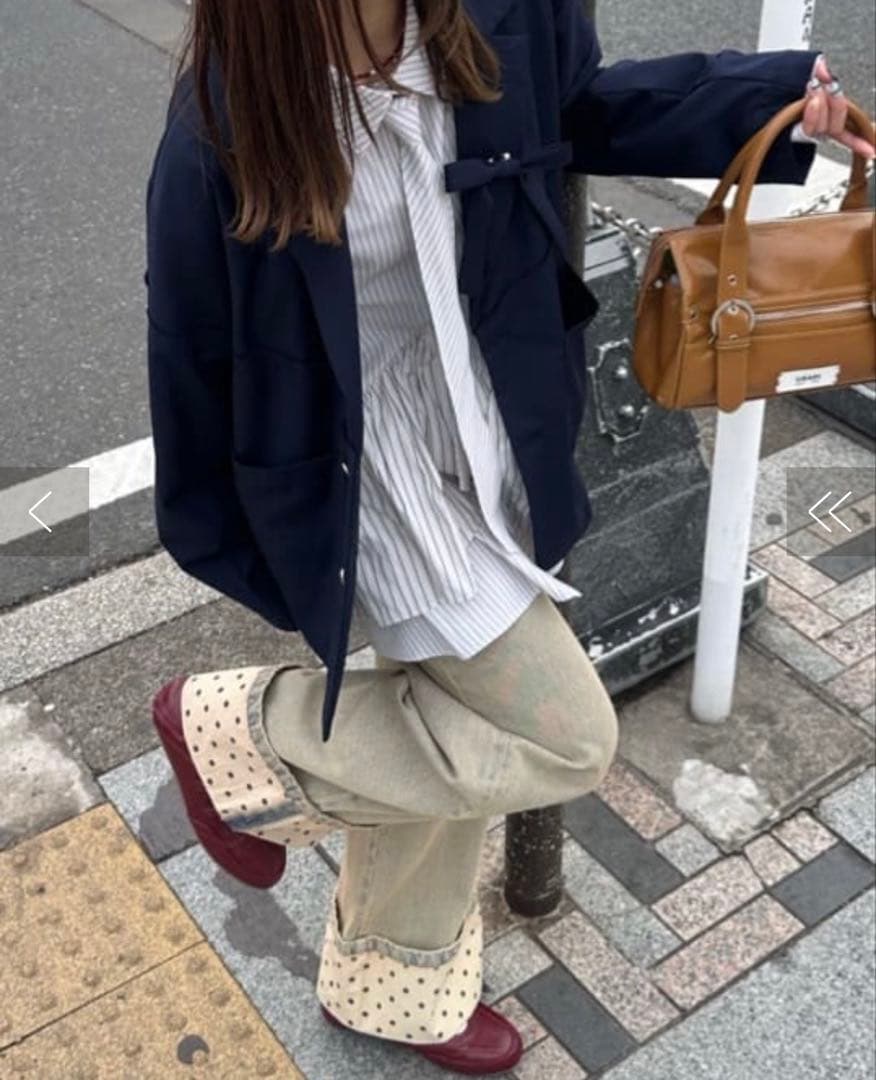 CIAOPANIC ロールアップドットワイドデニムパンツ　ブラウン