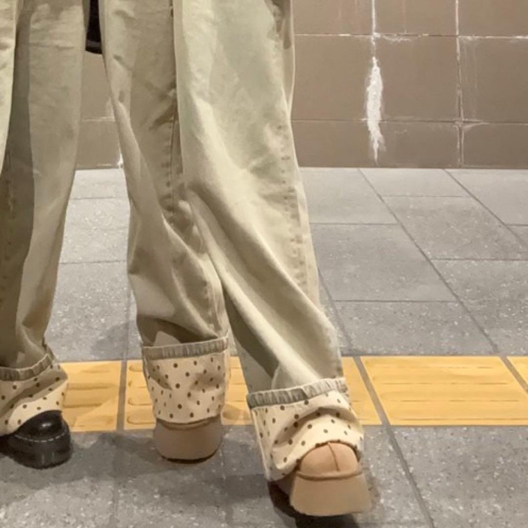 CIAOPANIC ロールアップドットワイドデニムパンツ　ブラウン