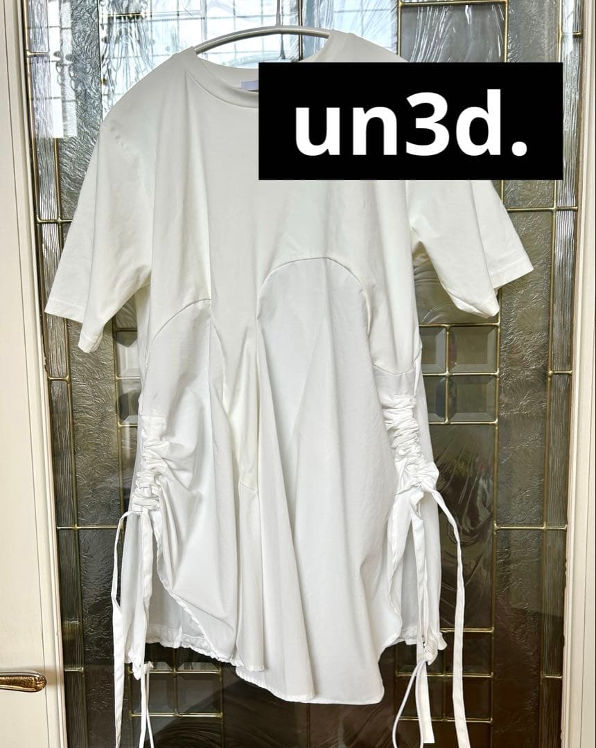 un3d. ウェーブカットソーTシャツ　白