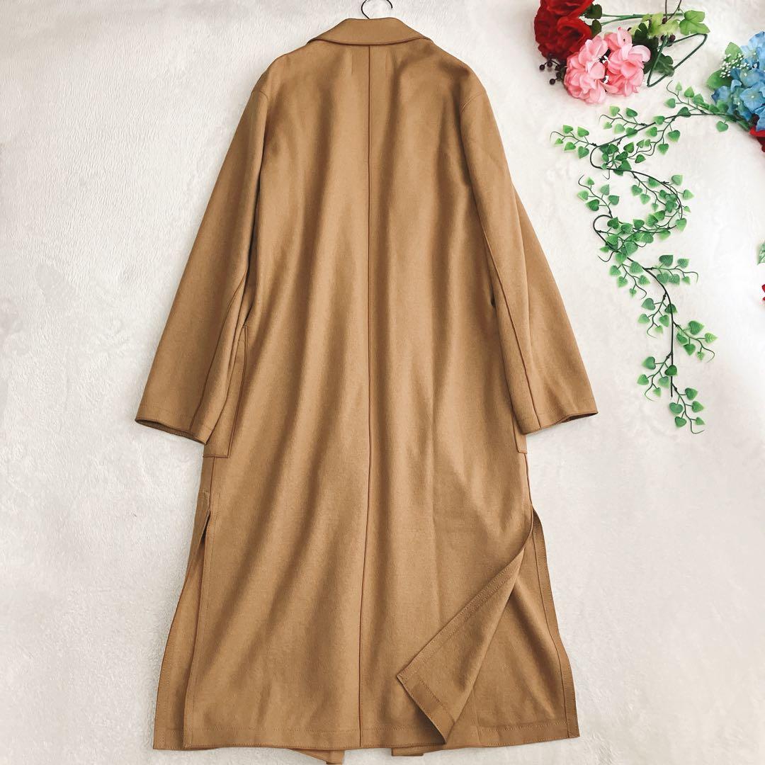 美品/ベイジ BEIGE★ウールリバーコート ボタンレス ロングチェスターコート