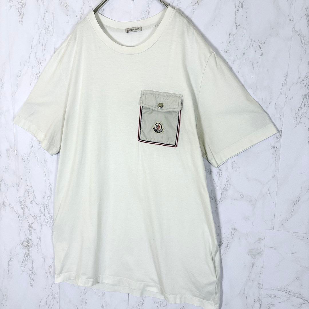 【大人気デザイン/XL】モンクレール　ナイロンポケット　異素材切り替え　tシャツ