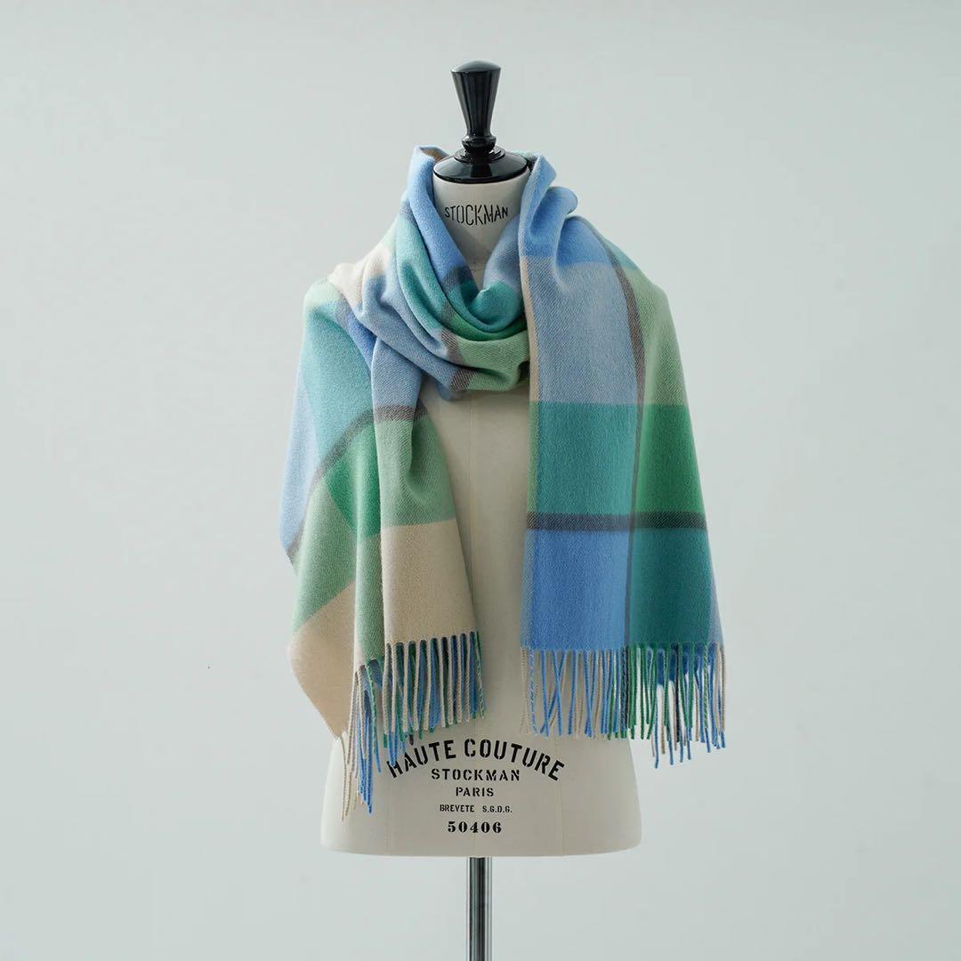 新品☆Joshua Ellis ジョシュアエリス カシミア　大判ストール　ブルー