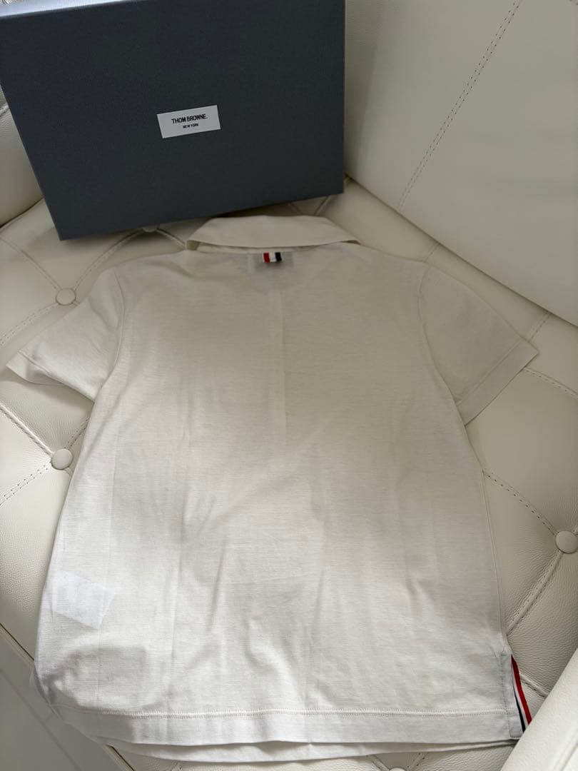 THOM BROWNE トムブラウン半袖ポロシャツ　白　新品