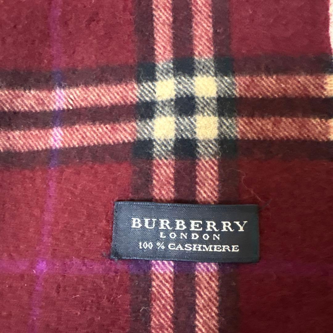 HelenaBURBERRY LONDON カシミヤマフラー 赤チェック