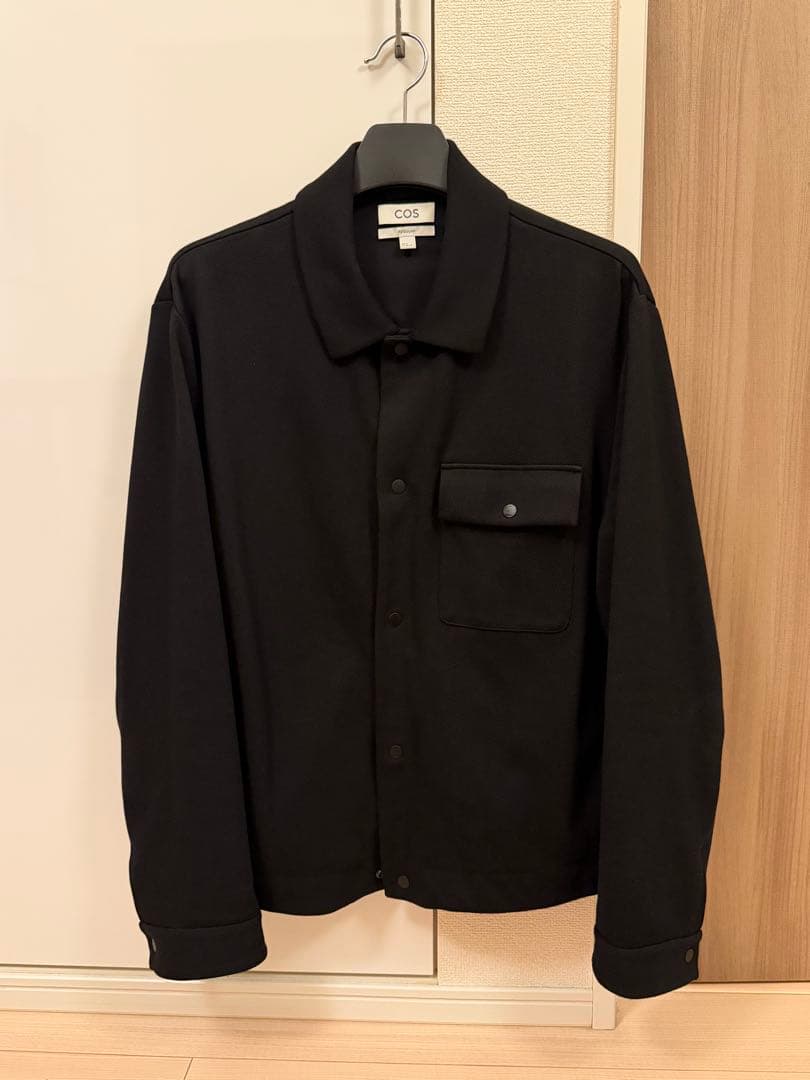 COS JERSEY-TWILL SHIRT JACKET ブラック XL