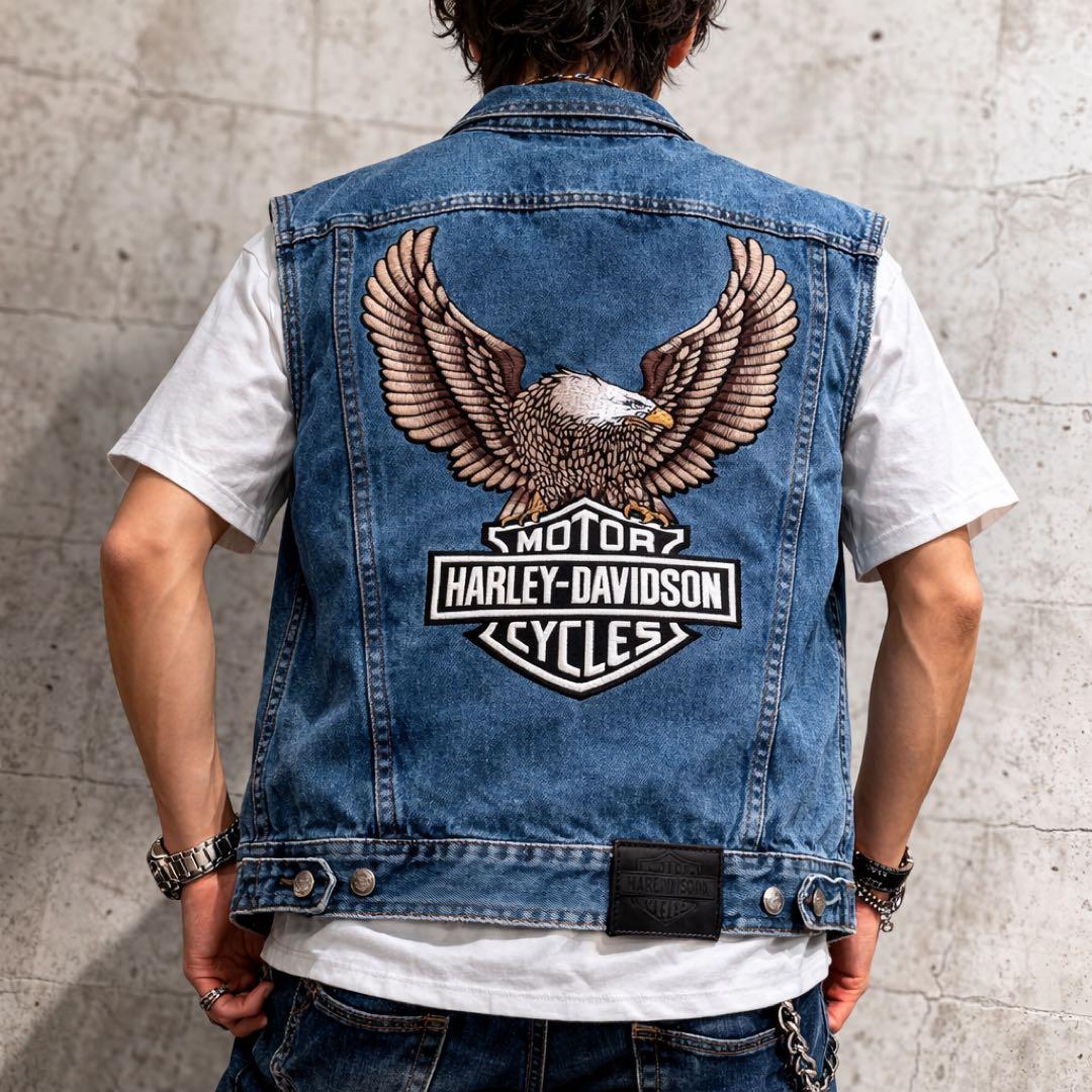 HARLEY DAVIDSON ハーレーダビッドソン デニムベスト イーグルロゴ