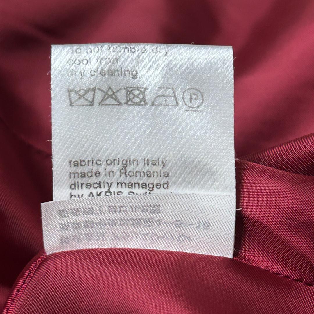 美品 AKRIS アクリス カシミヤ混 スタンドカラー ロングコート 赤系