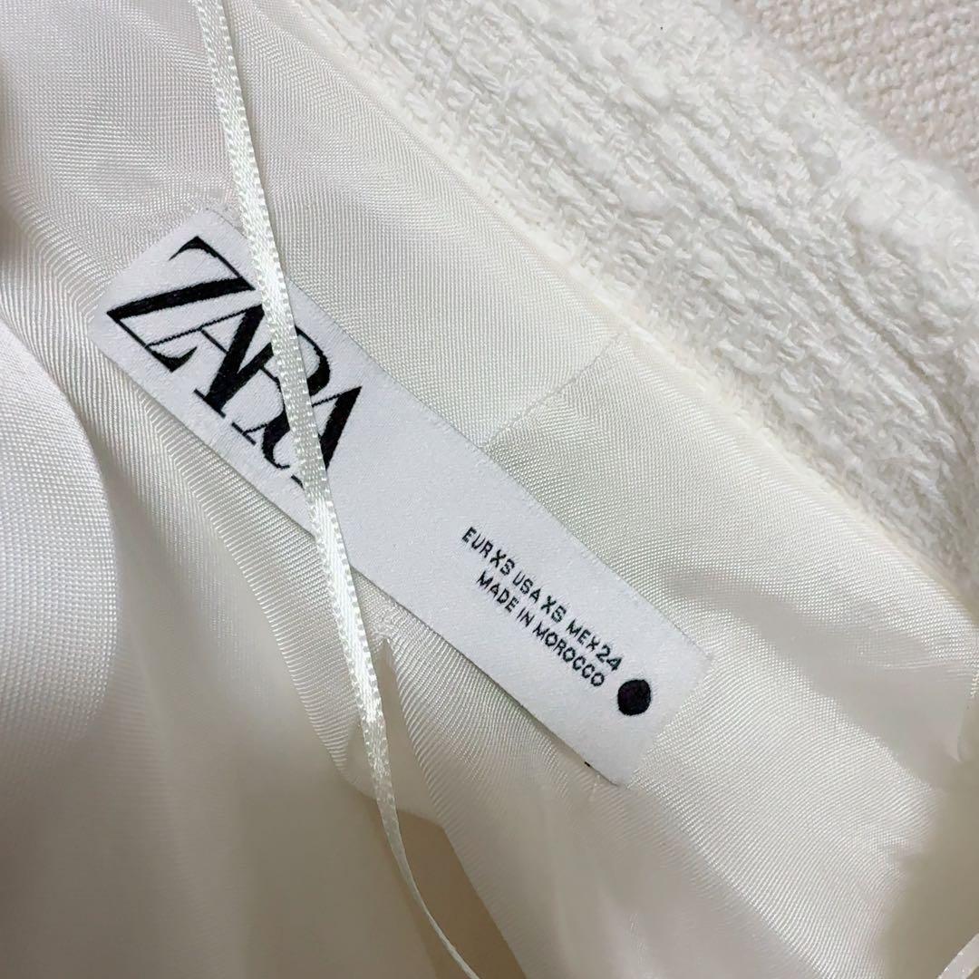 ZARA　ホワイトテクスチャー　テーラードジャケット