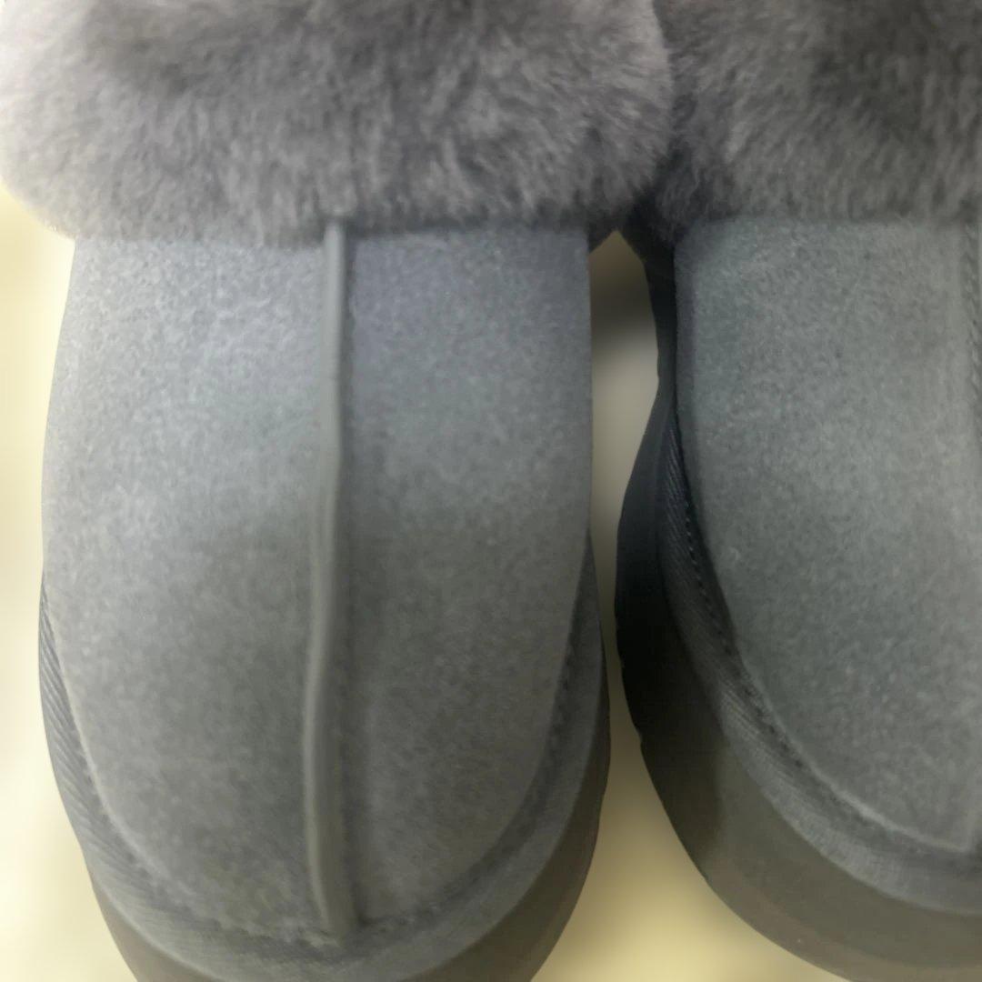 UGG アグ 厚底 スリッポン ムートン スリッパ6 23 チャコール美品