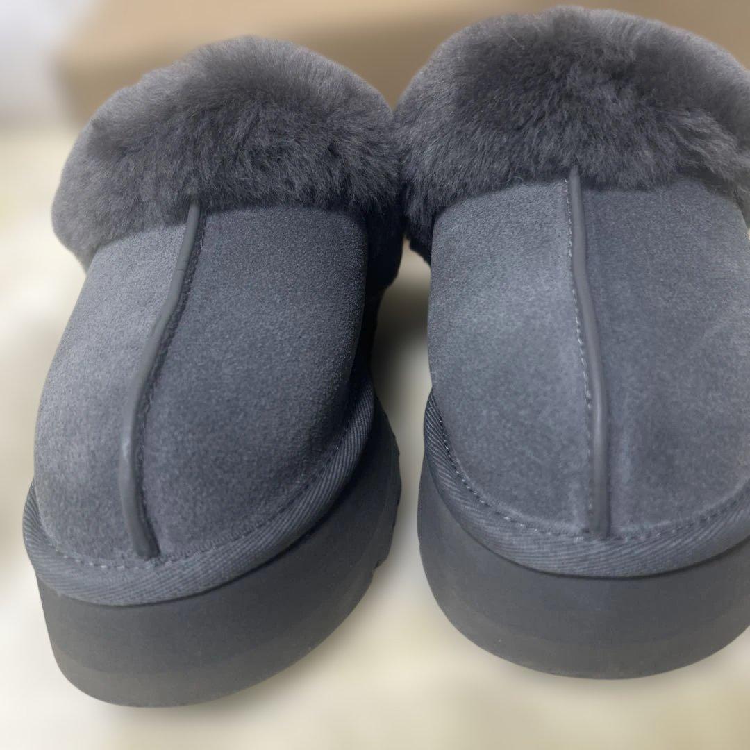 UGG アグ 厚底 スリッポン ムートン スリッパ6 23 チャコール美品