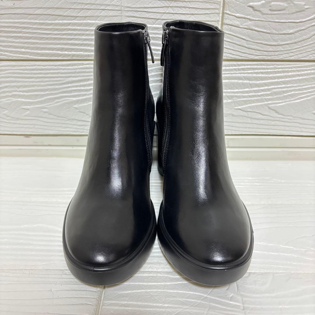 【試着のみ】ecco ショートブーツ ブラック レザー チャンキー 36