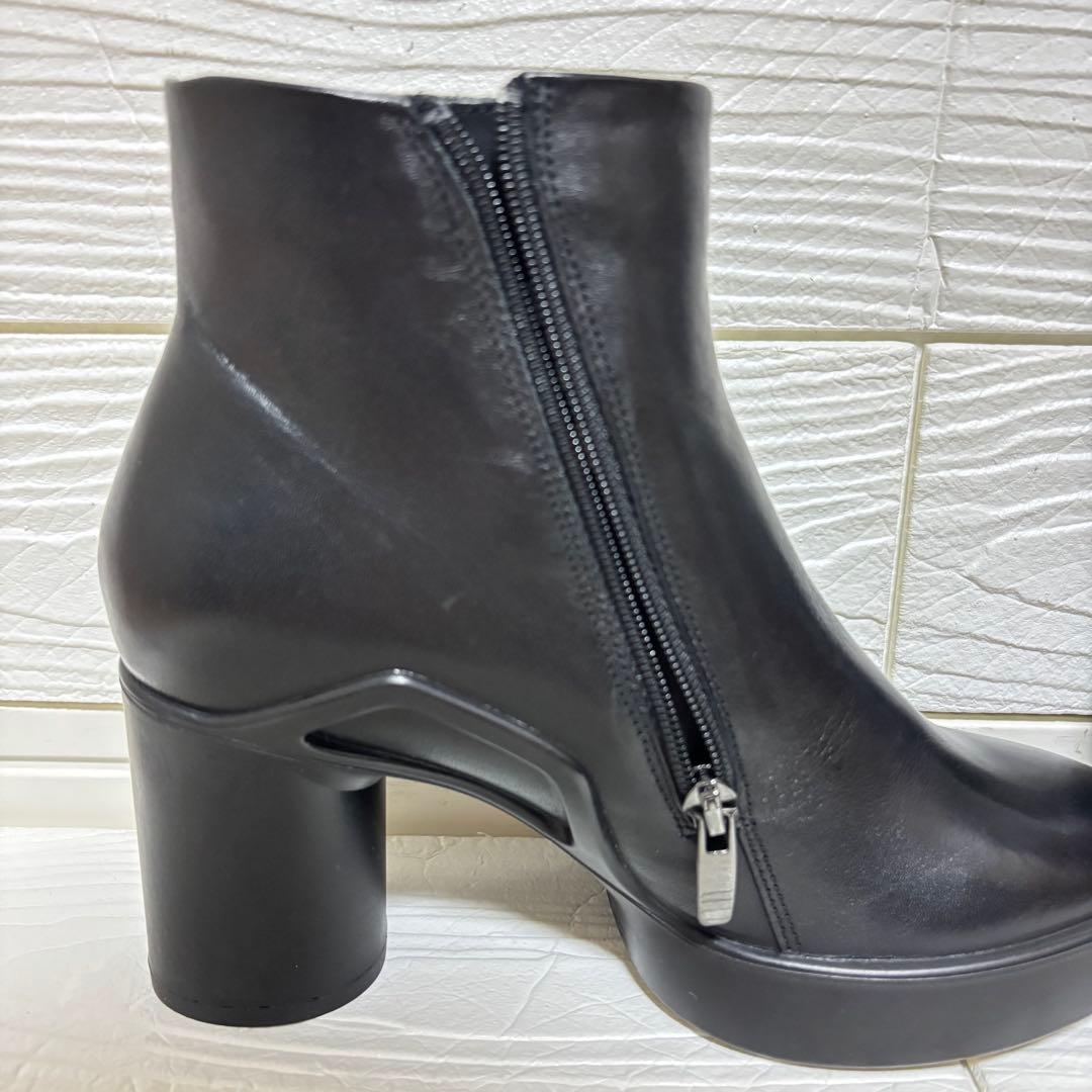 【試着のみ】ecco ショートブーツ ブラック レザー チャンキー 36