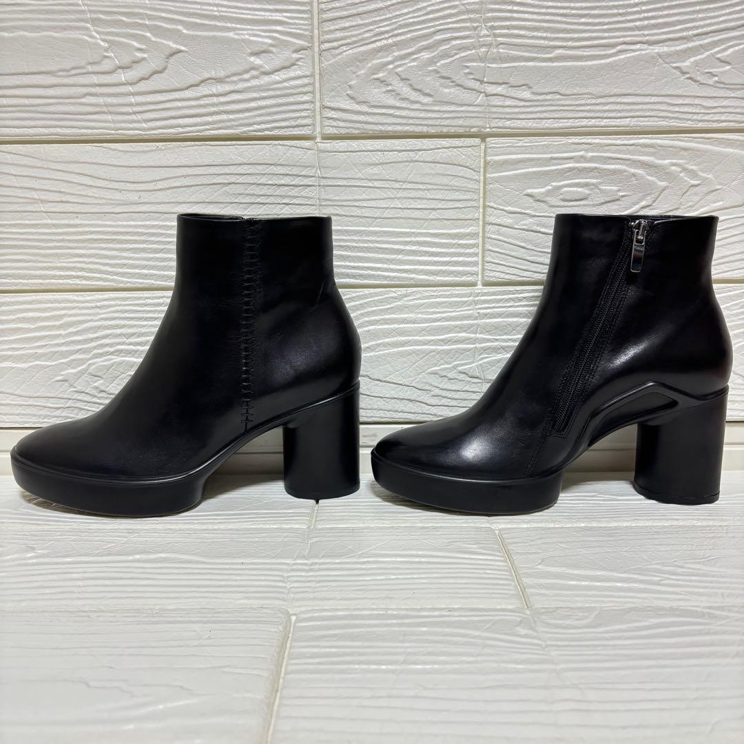 【試着のみ】ecco ショートブーツ ブラック レザー チャンキー 36