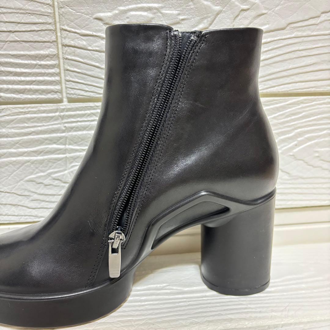 【試着のみ】ecco ショートブーツ ブラック レザー チャンキー 36