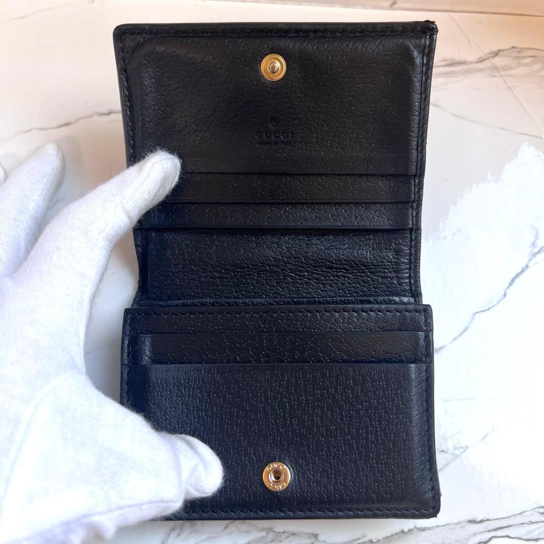 GUCCI ２つ折り財布 GGマーモント オフィディアシェリーライン ブラック