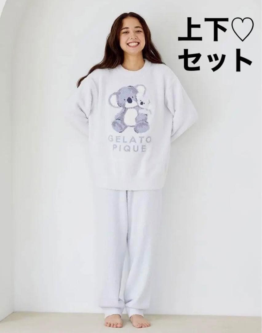 新品 ジェラートピケ アニマルジャガードプルオーバー&ロングパンツセット コアラ