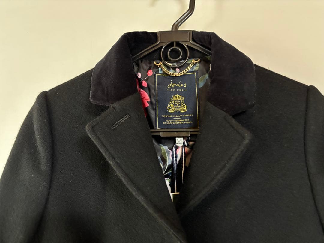 【未使用】JOULES ジュール ベルベット襟 ウールロングコート 定価5,6万
