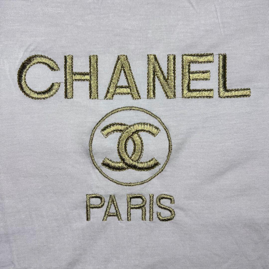 【超希少】 CHANEL Tシャツ 90's 刺繍　ココマーク　金ロゴ