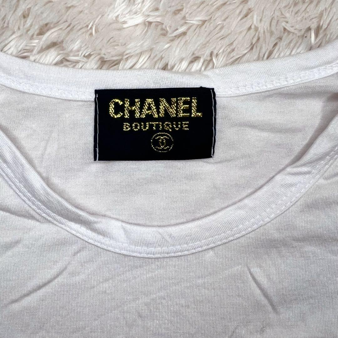 【超希少】 CHANEL Tシャツ 90's 刺繍　ココマーク　金ロゴ