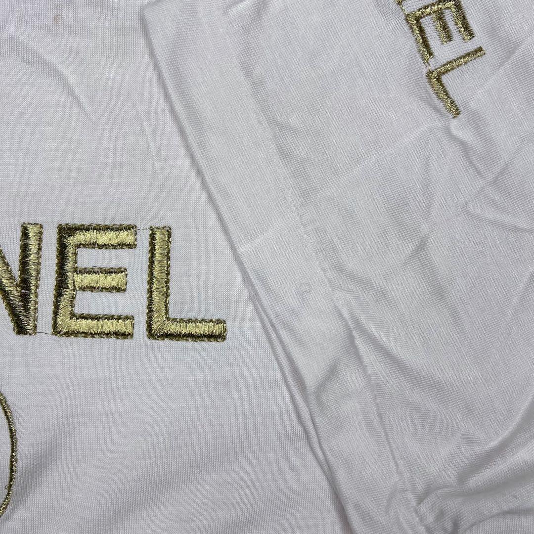 【超希少】 CHANEL Tシャツ 90's 刺繍　ココマーク　金ロゴ