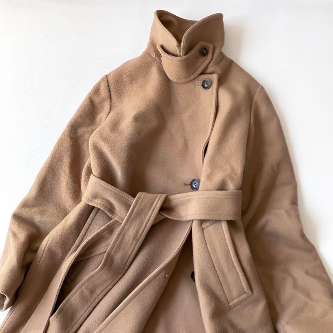 24AW ラトータリテ ステンカラーコート 定価4.9万 ロング キャメル 38