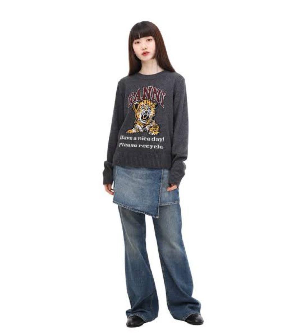 GANNI アシンメトリックデニムパンツ