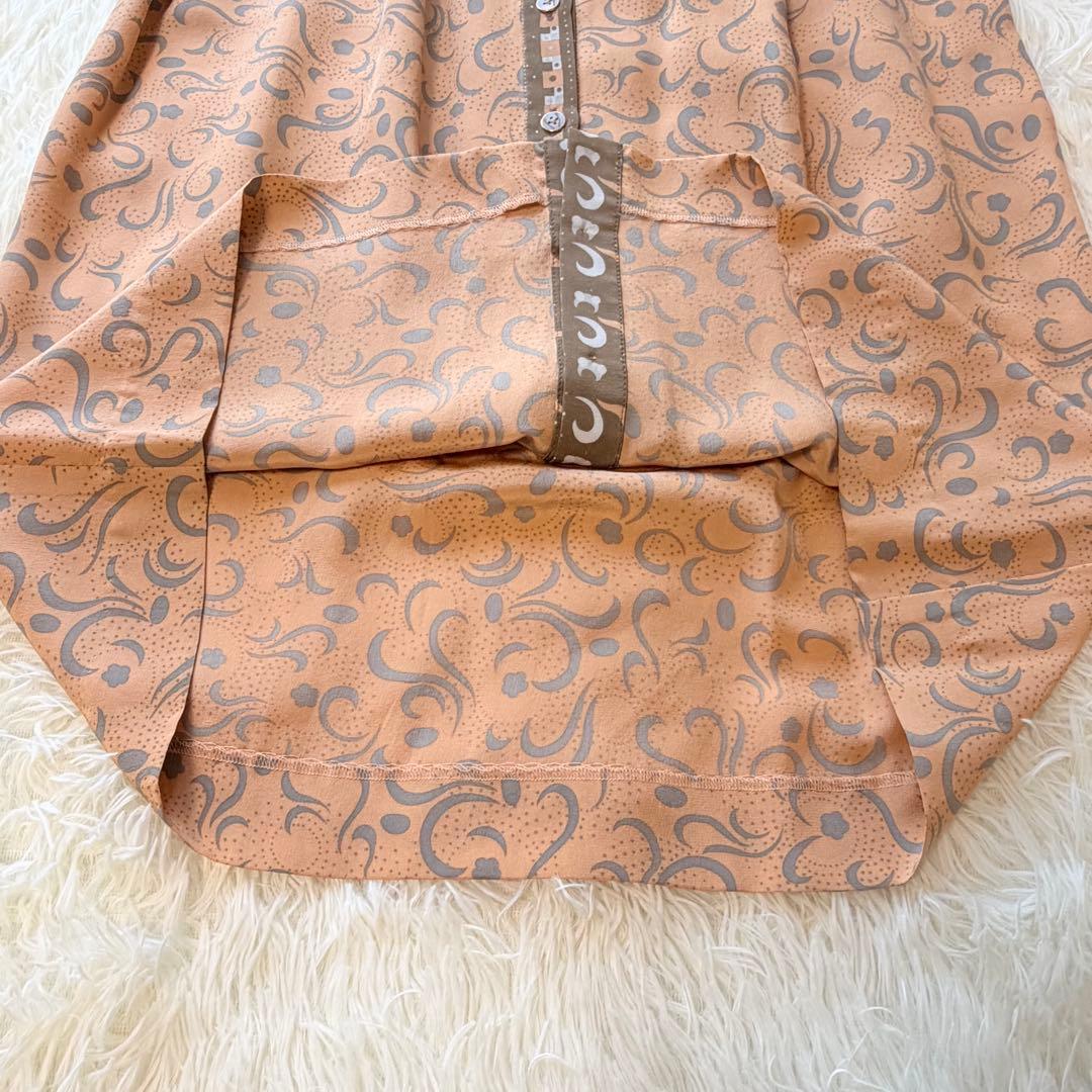 美品　ダイアグラム グレースコンチネンタル 総柄　シャツワンピース　シルク　長袖